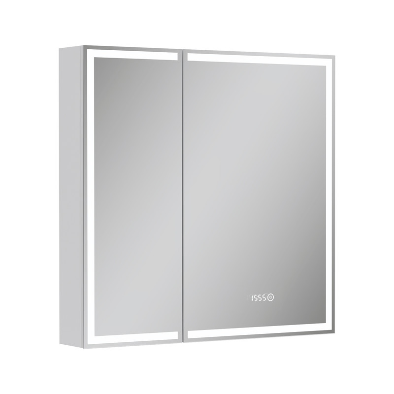 Зеркальный шкаф EQUIL Corner LED 80 с часами белый