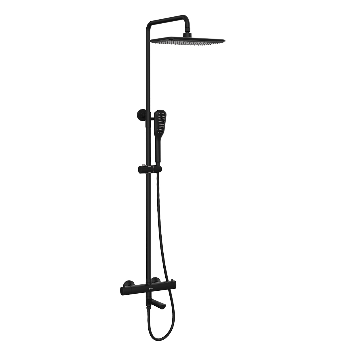 URSUS Смеситель для ванны и душа LM7272BL термостатический с регулируемой высотой штанги и лейкой ве