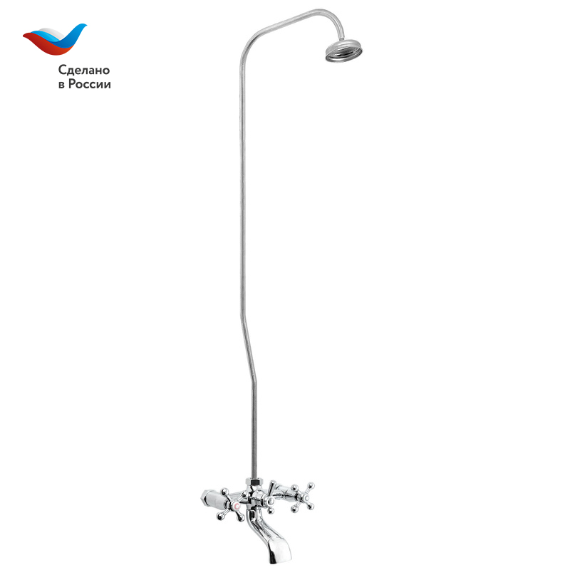КОТТЕДЖ Смеситель для ванны с верхним душем, двуручный, СЛАВЕН, А60