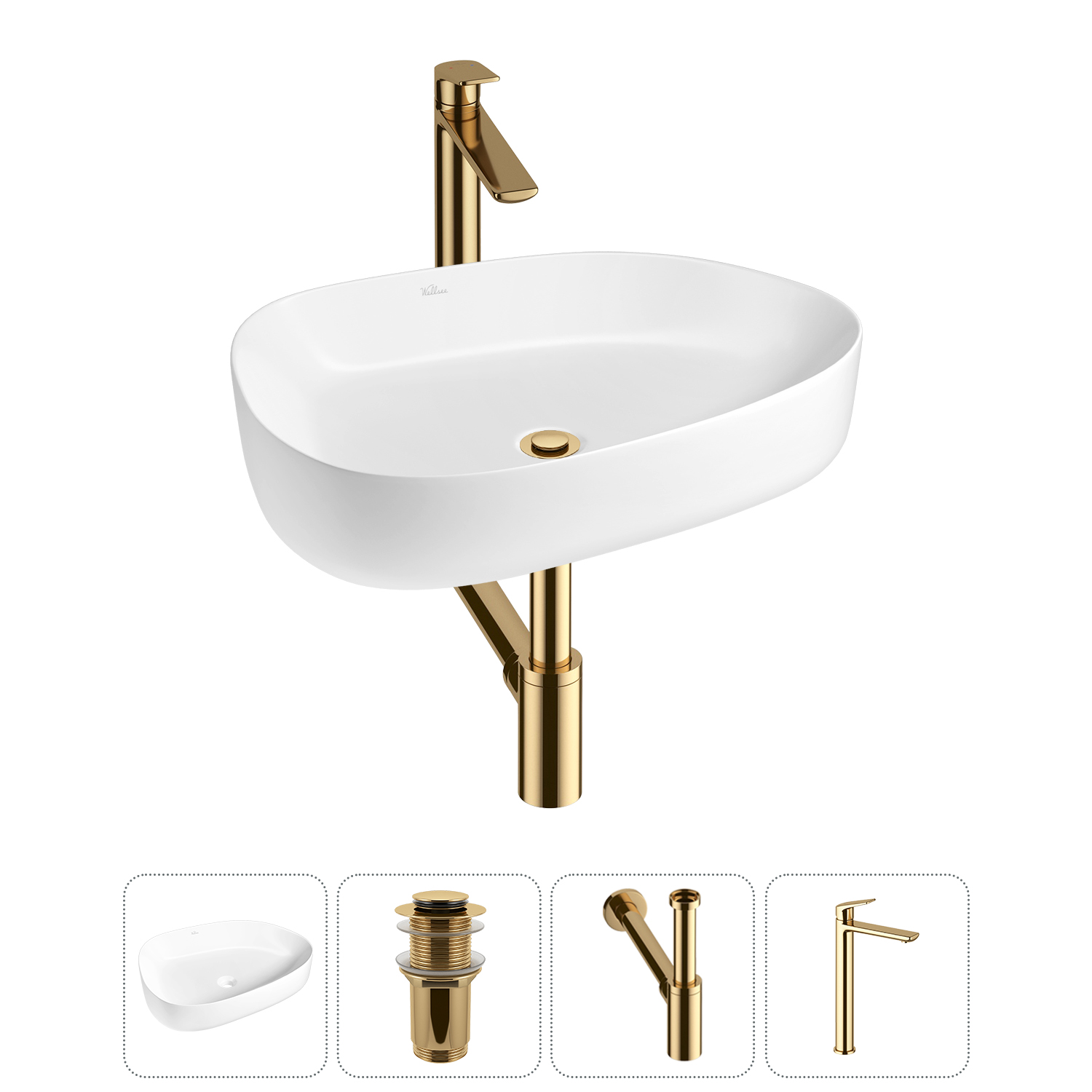 Накладная раковина для ванной комнаты Wellsee Belle Spa 3.0 20212727R в наборе 4 в 1: раковина белый