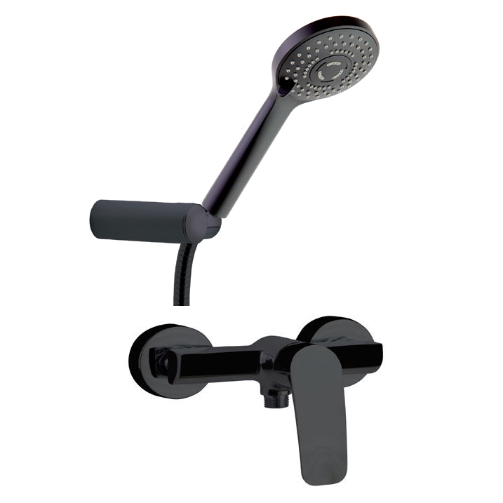 Смеситель для душа наружнего монтажа с душевым комплектом NEW FLY 570802BTNM матовый черный