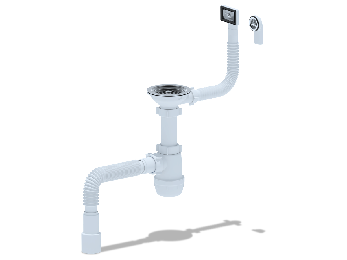 Сифон для мойки АНИ Пласт Грот A0145DIY 3 1/2 дюйма 40 с переливом и гибкой трубой 40х40/50
