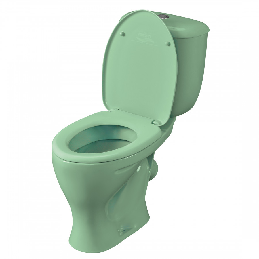 Унитаз-компакт "Воротынский" косой выпуск, с кнопочной арматурой и сиденьем, салатовый  SANTERI Унитаз-компакт "Воротынский" косой выпуск, с кнопочной арматурой и сиденьем, салатовый  SANTERI
