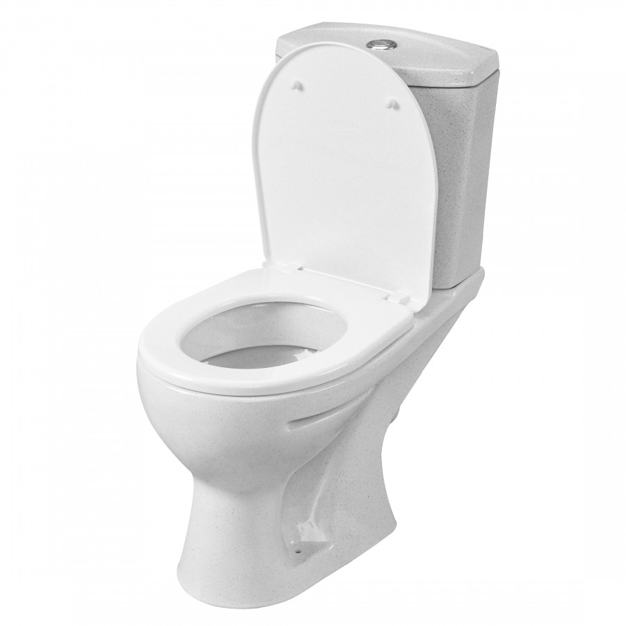 Унитаз-компакт "Ультра" косой выпуск с кнопочной арматурой и сиденьем,крап на белом Унитаз-компакт "Ультра" косой выпуск с кнопочной арматурой и сиденьем,крап на белом