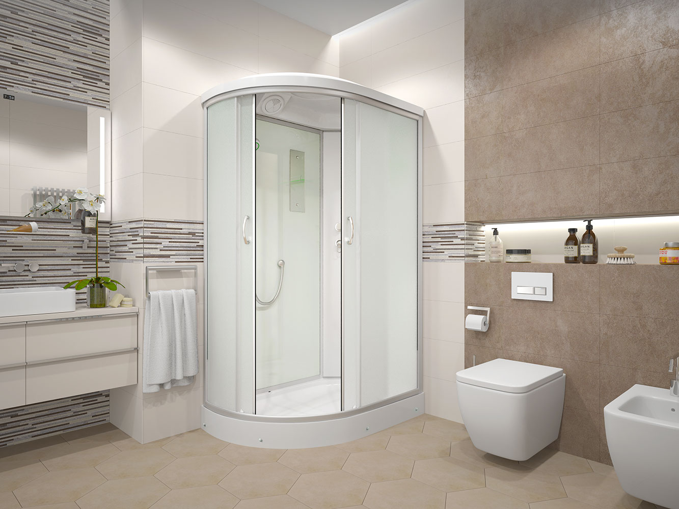 Душевая кабина ERLIT 35 серия ER3512PL-C3-RUS матовое стекло