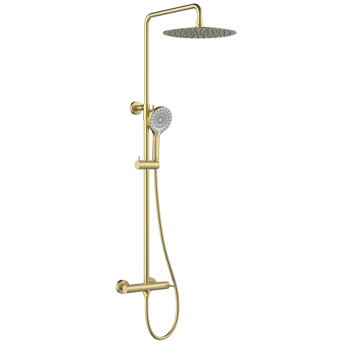 Смеситель Beluga LMF-8025B-BRLG для душа с регулируемой высотой штанги и лейкой верхнего душа «Тропи