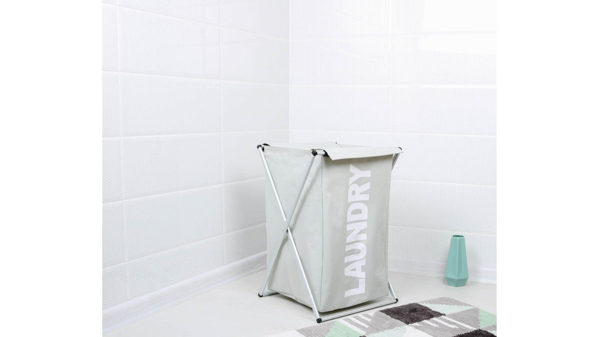 Корзина для белья складная FX-1023, серая, 80 литров