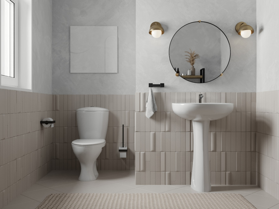 Унитаз-компакт "Версия" косой выпуск, с кнопочной арматурой и сиденьем  SANTERI