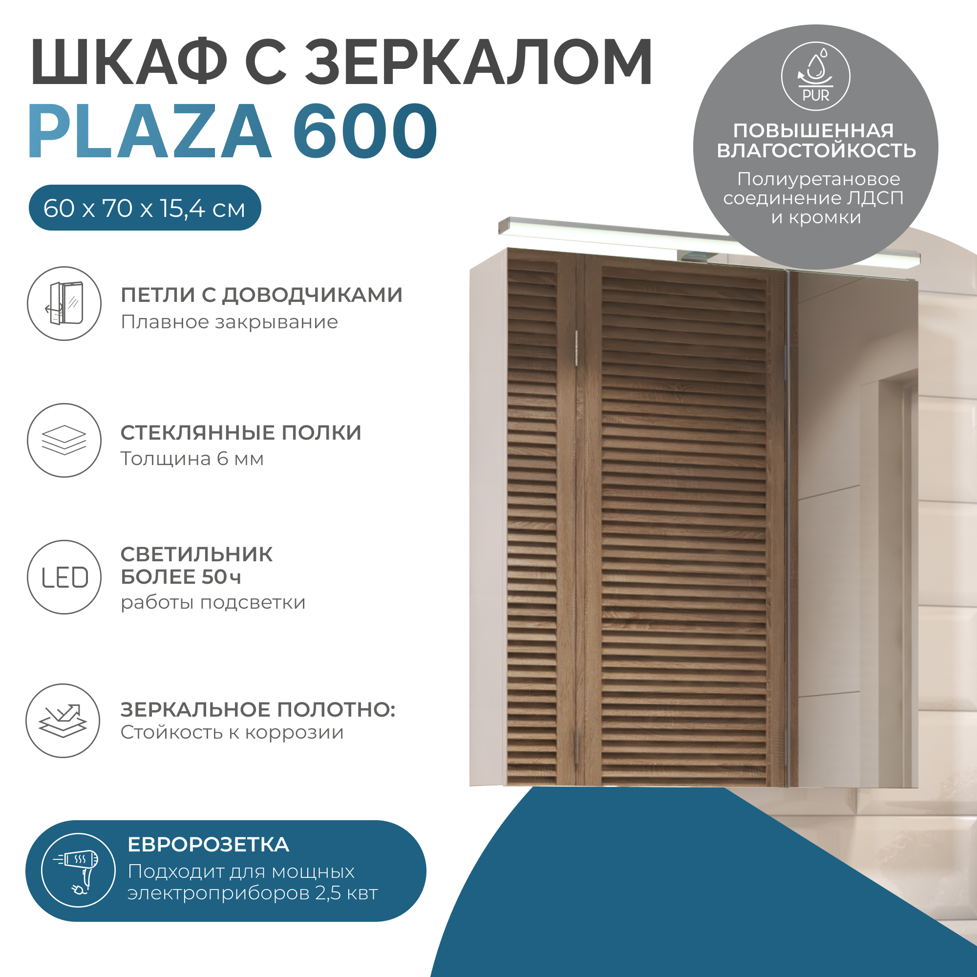 Зеркальный шкаф VIGO Plaza 60 подвесной белый (zsh.PLA.60.El) Зеркальный шкаф VIGO Plaza 60 подвесной белый (zsh.PLA.60.El)