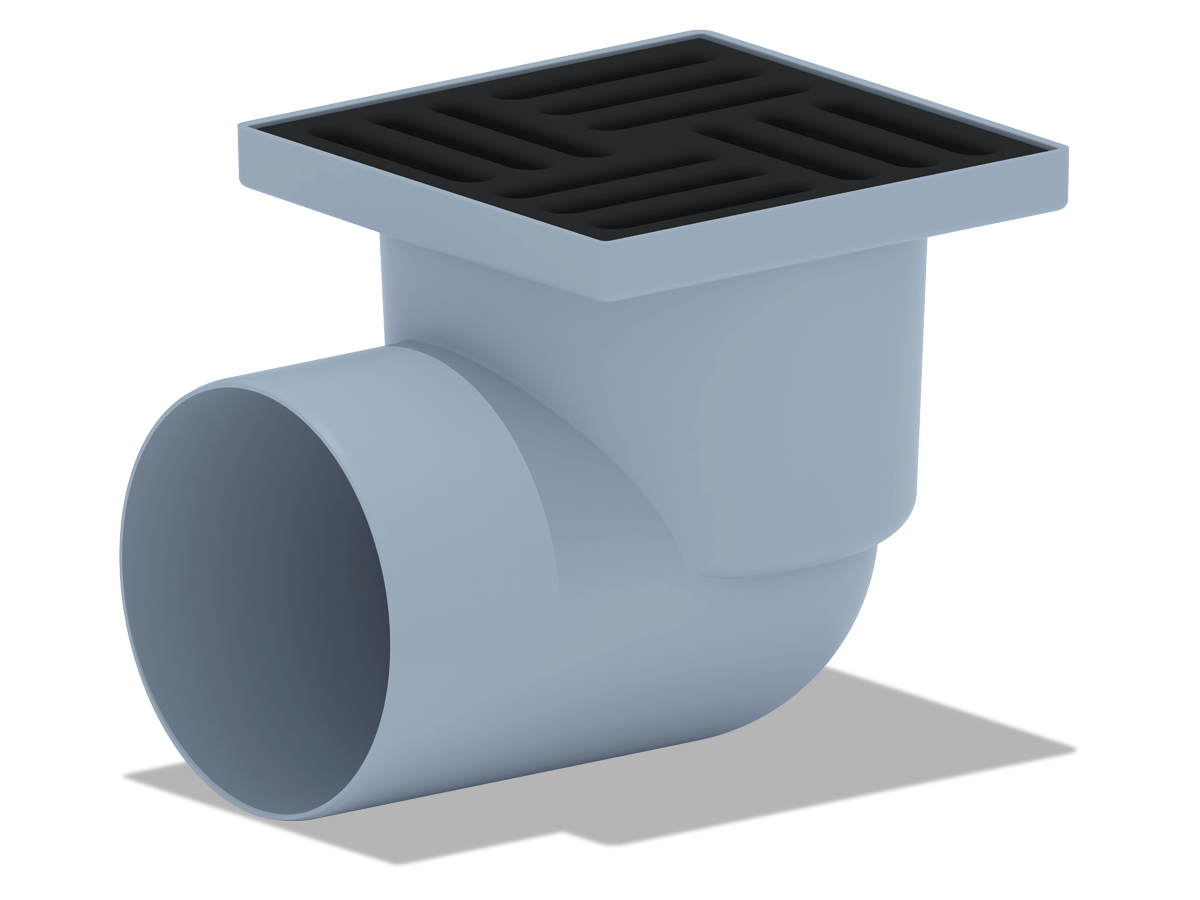 Трап для душа АНИ Пласт TA1116 горизонтальный нерегулируемый с выпуском 110 мм и чугунной решеткой 150х150 мм