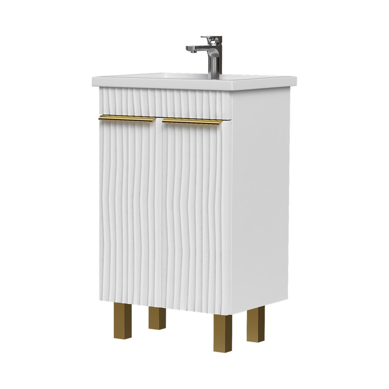 Тумба LottyGold 50, напольная, 2 дв., белая (под раковину Фостер 50), VOLNA