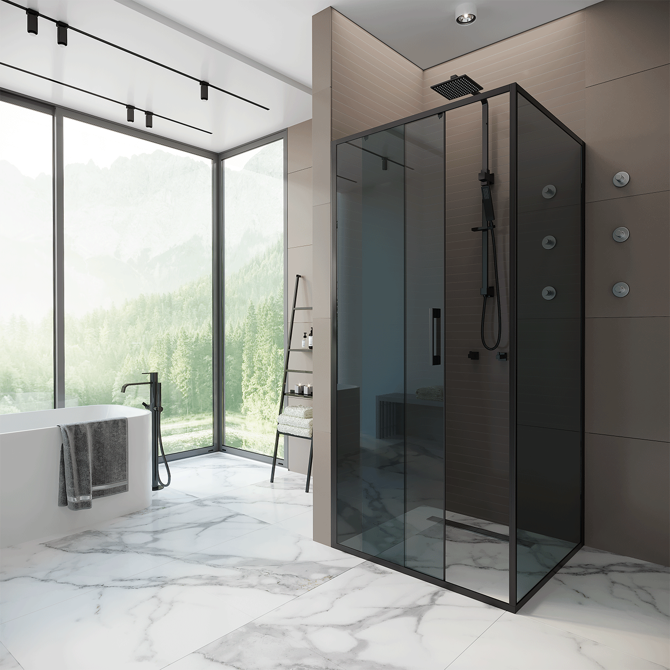 Душевая стенка ALEX BAITLER 6 серия SG64B80 тонированное стекло