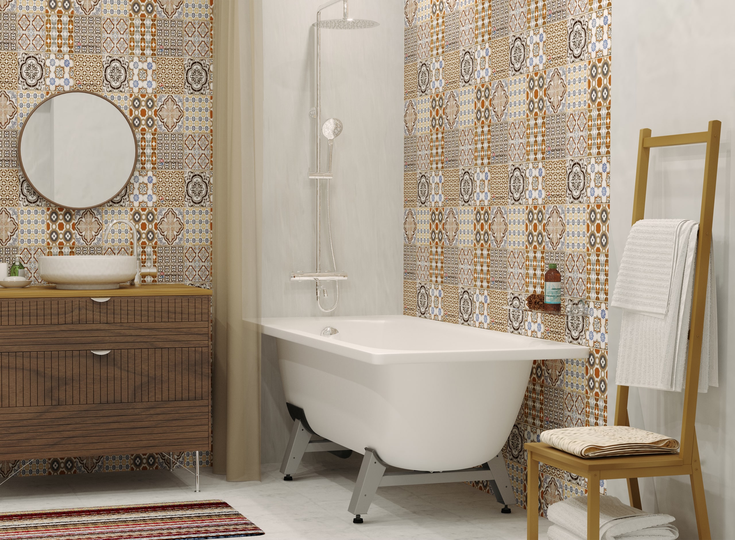 DONNA VANNA Ванна стальная 170x70x40 cм. с опорной подставкой, без ранта, белая орхидея, ВИЗ