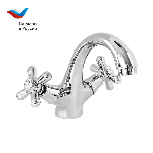 ПРОРАБ Смеситель для умывальника с литым изливом, двуручный, СЛАВЕН, О10