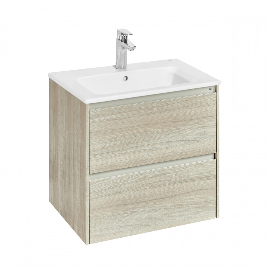 ONA Модуль для раковины 600 мм, 585x450x565 мм, с 2 ящиками, светлый дуб, ROCA