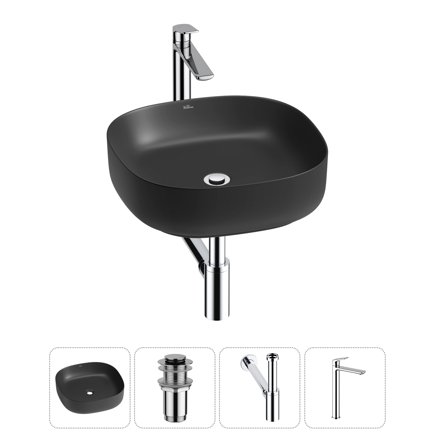 Накладная раковина для ванной комнаты Wellsee Belle Spa 3.0 20212711R в наборе 4 в 1: раковина матов