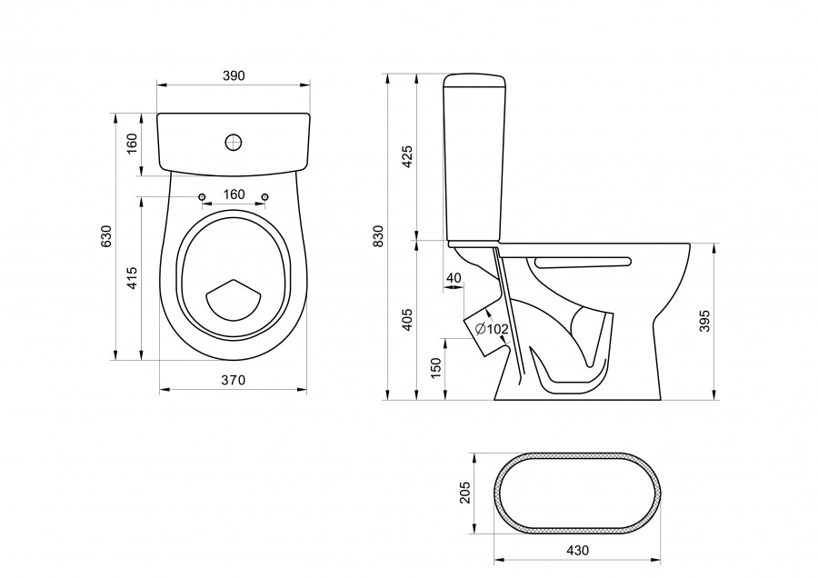 Унитаз-компакт "Орион" косой выпуск, с кнопочной арматурой и сиденьем SANTERI