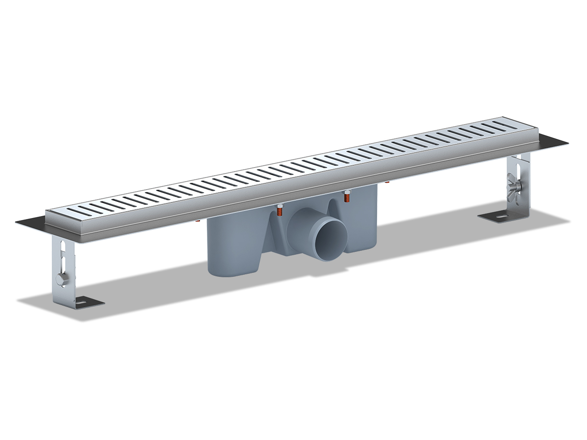 Трап линейный из нержавеющей стали АНИ Пласт TL2465G выпуск 50 мм решётка Бимс глянцевая 650 мм