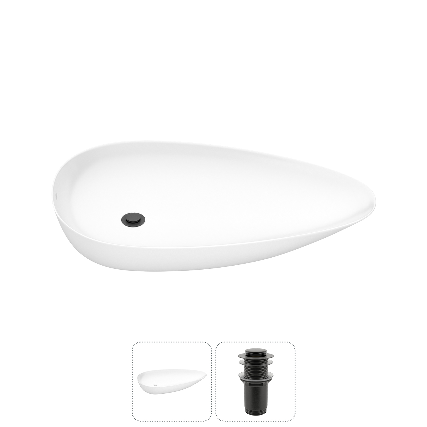 Накладная раковина для ванной комнаты Wellsee Faze Moment 20212158R в наборе 2 в 1: раковина белый г