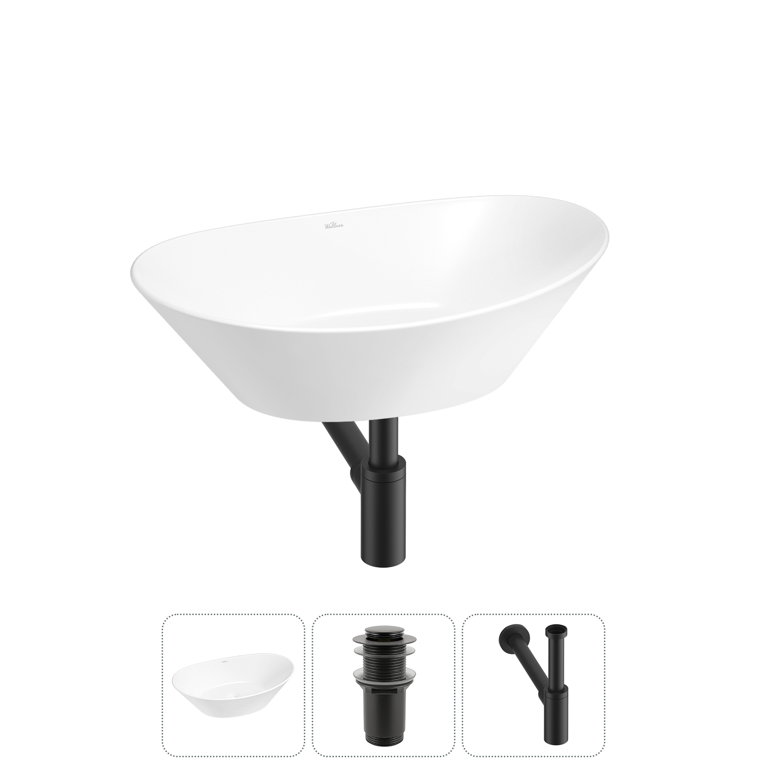 Накладная раковина для ванной комнаты Wellsee Dulcet Tones 20212238R в наборе 3 в 1: раковина белый 