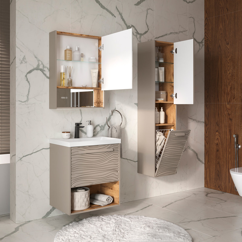 Пенал EQUIL Gleam 36, подвесной, с корзиной, амарок/дуб вотан (ppGLEAM36-25)