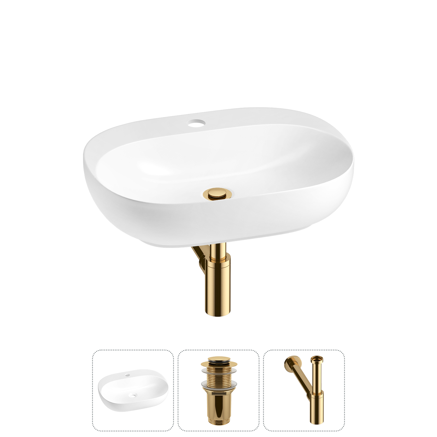 Накладная или подвесная раковина для ванной Wellsee Pro Line 20212427R в наборе 3 в 1: раковина белы