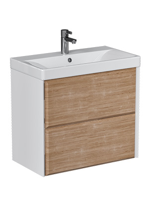 Тумба под раковину VELVEX Gesso 700-0-2 (9696) навесная белый матовый/дуб сонома