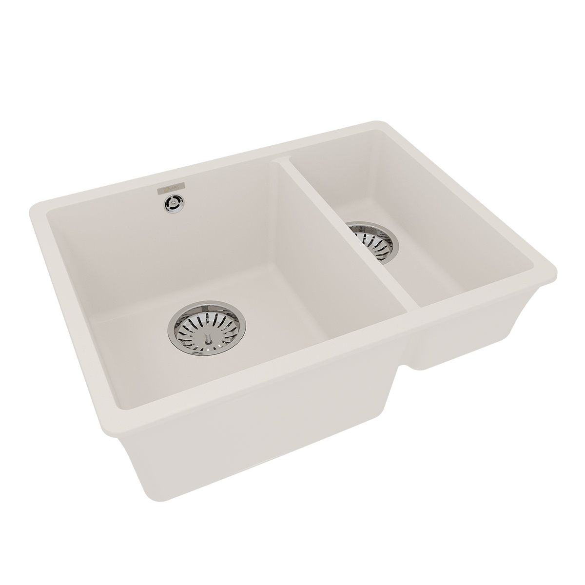 Кухонная мойка Lemark SINARA 550.2-U подстольного монтажа с доп.чашей из кварцгранита, Жасмин  Кухонная мойка Lemark SINARA 550.2-U подстольного монтажа с доп.чашей из кварцгранита, Жасмин