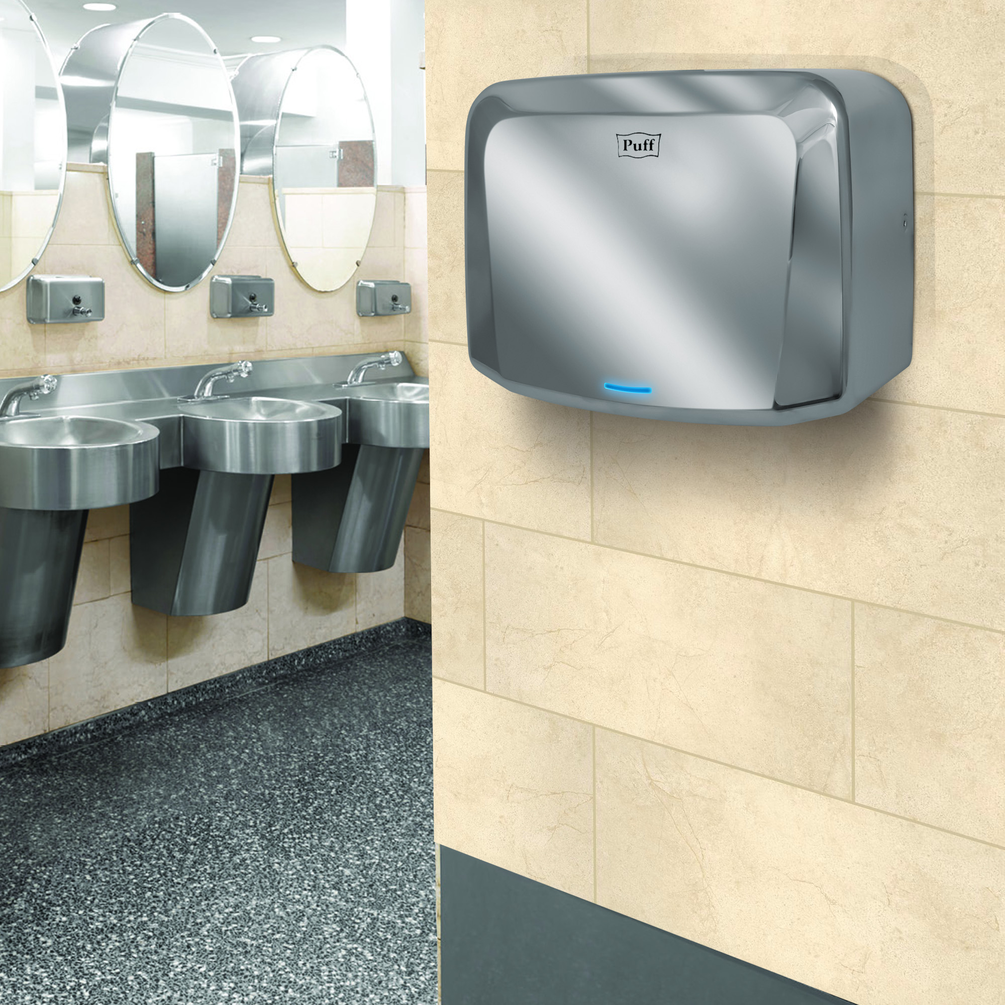 Электросушитель для рук PUFF-8813 антивандальный, хром 1,25 кВт (1401.402)