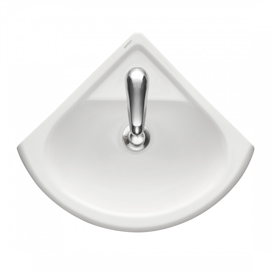 Умывальник угловой "Радиан" 40,5х37,4 см. с отв.1 сорт SANTERI Умывальник угловой "Радиан" 40,5х37,4 см. с отв.1 сорт SANTERI