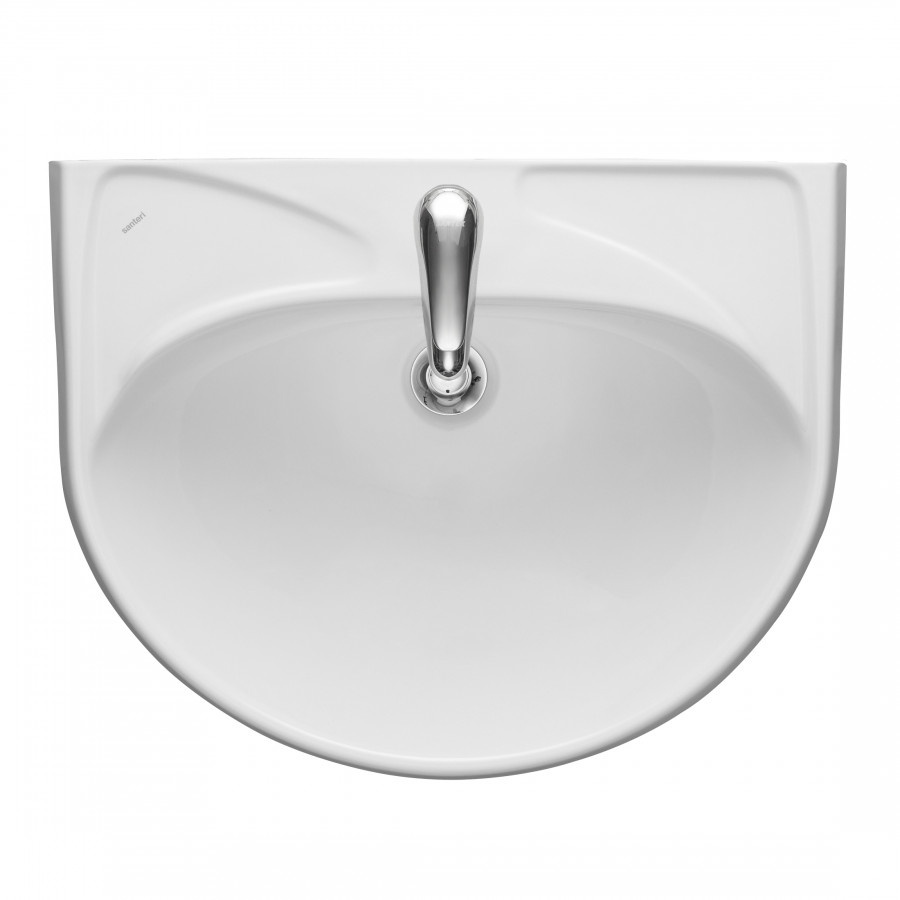 Умывальник "Вест" 57,5 см. с отв., с переливом (хром. кольцо) 1 сорт SANTERI Умывальник "Вест" 57,5 см. с отв., с переливом (хром. кольцо) 1 сорт SANTERI