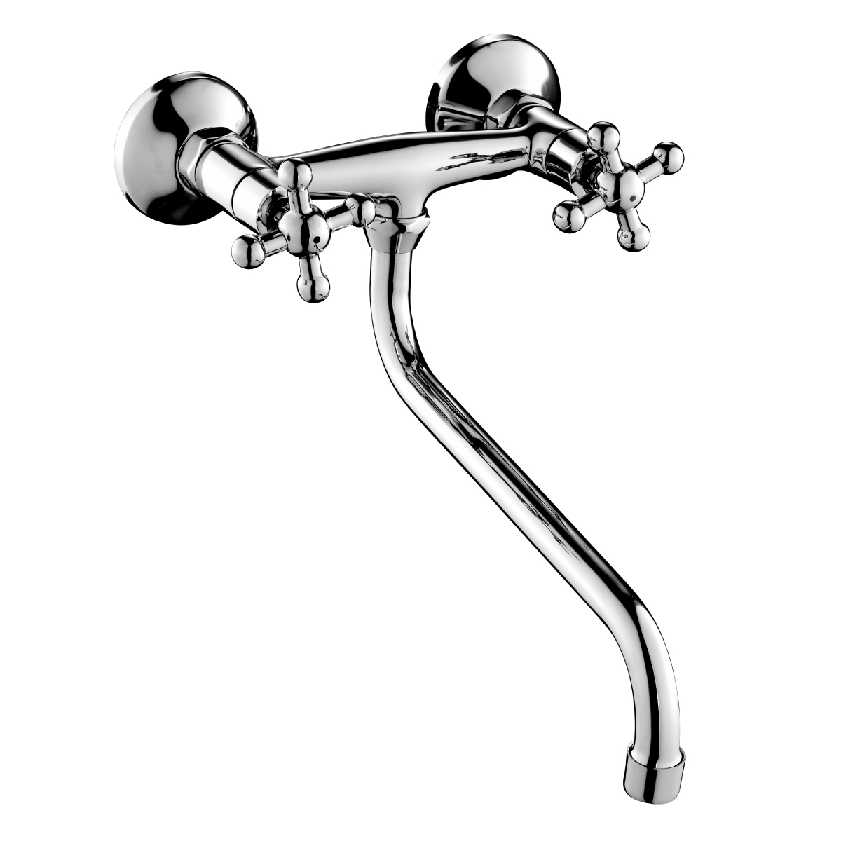 G02 Смеситель для кухни, пов.излив 299мм на стену, р/ДВ, хром, ROS, G02-74