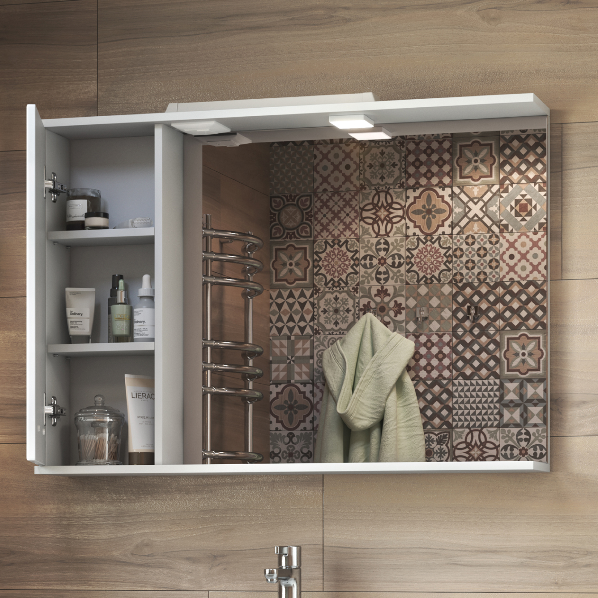 Зеркало со шкафом VIGO Diana 100 подвесное белый (z.DIA.100.L.El) Зеркало со шкафом VIGO Diana 100 подвесное белый (z.DIA.100.L.El)