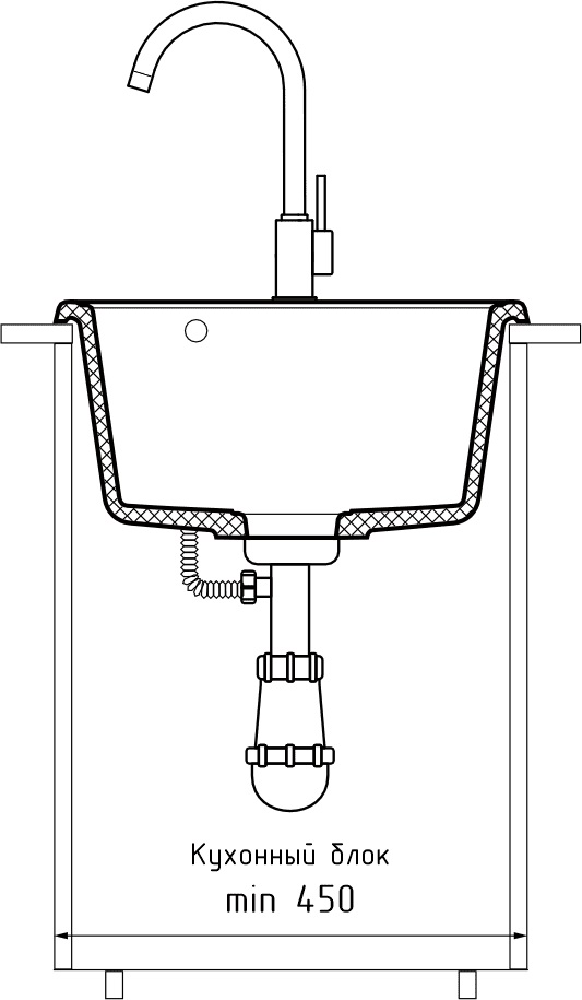 GranFest QUARZ (ECO-17) Мойка  1-чаш. 420*480 (белый)