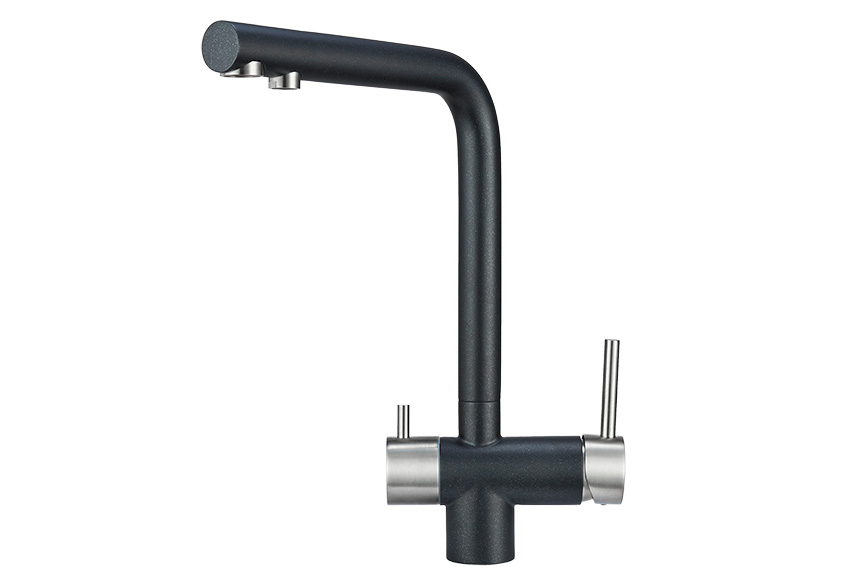 2305, ШВАРЦ Смеситель для кухни однорыч., с подкл. для питьевой водычерн., метал., GRANULA