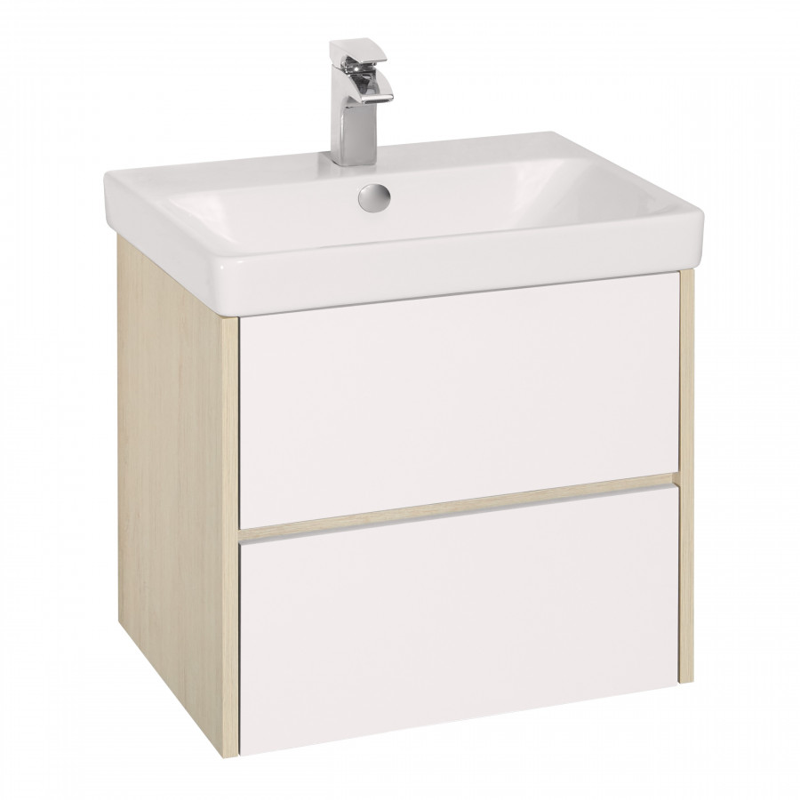 Тумба СКАНДИ 70, белая, дуб верона (под раковину АДРИАНА 70) 