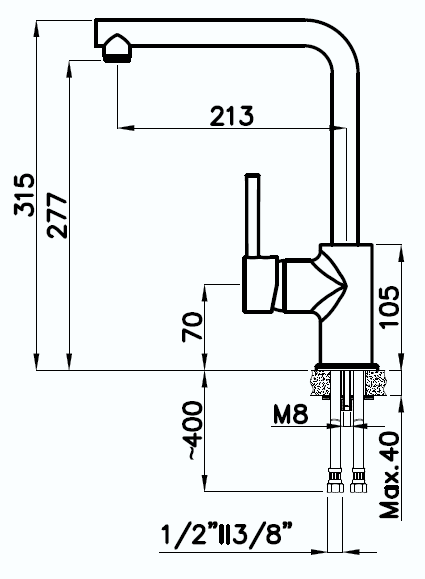 Смеситель для кухни RIVELATO Vico иней хром (9021601 brina cromo)