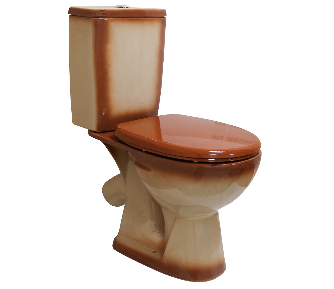 УЮТ  Унитаз-компакт, косой выпуск, 2-х реж.арм-ра Инкоэр, сид.п/п Уклад, коричневый декор, ROSA УЮТ  Унитаз-компакт, косой выпуск, 2-х реж.арм-ра Инкоэр, сид.п/п Уклад, коричневый декор, ROSA