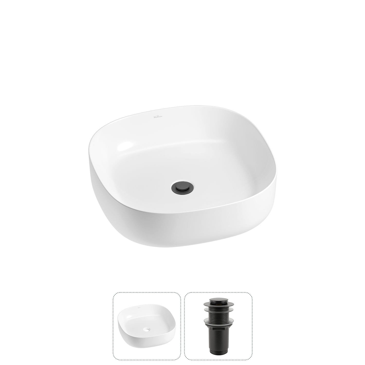 Накладная раковина для ванной комнаты Wellsee Belle Spa 3.0 20212690R в наборе 2 в 1: раковина белый