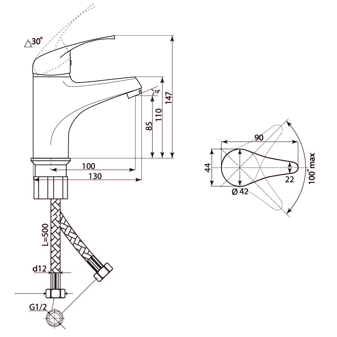 Смеситель для раковины СЛАВЕН Прораб СЛ-ОД-П25 с литым изливом, хром