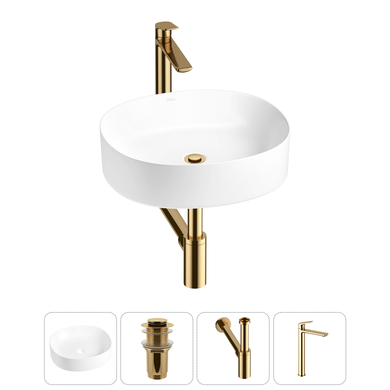 Накладная раковина для ванной комнаты Wellsee Belle Spa 2.0 20212531R в наборе 4 в 1: раковина белый