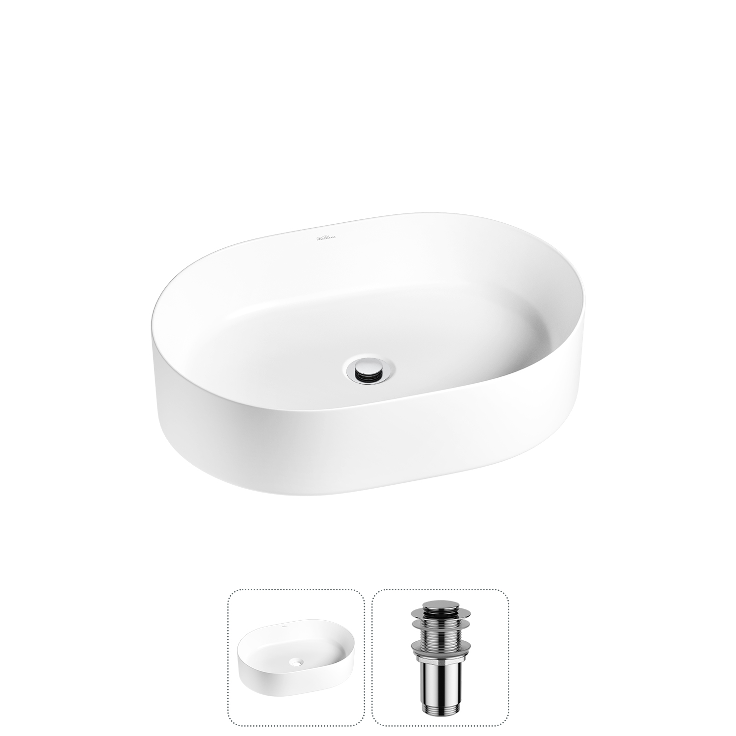 Накладная раковина для ванной комнаты Wellsee Belle Spa 20212505R в наборе 2 в 1: раковина белый гля