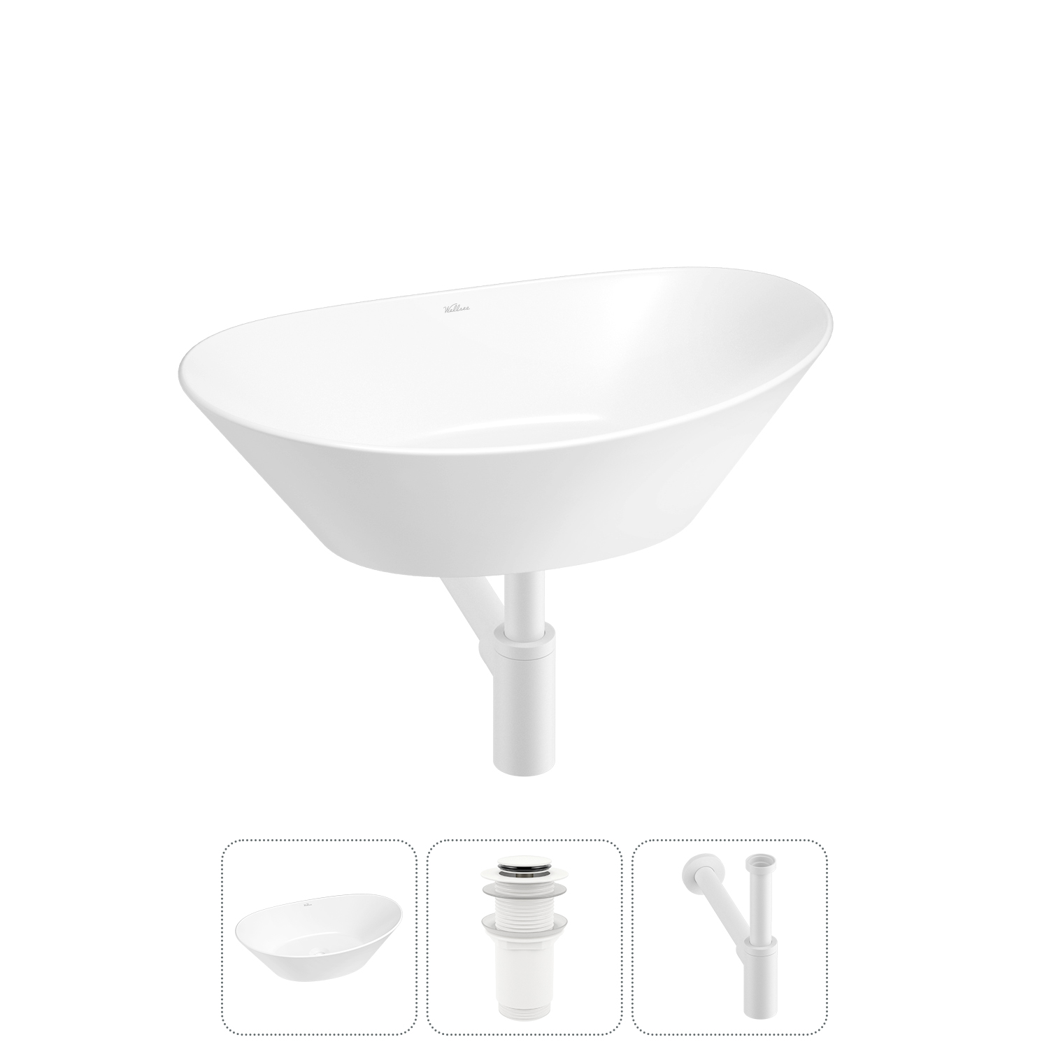 Накладная раковина для ванной комнаты Wellsee Dulcet Tones 20212240R в наборе 3 в 1: раковина белый 