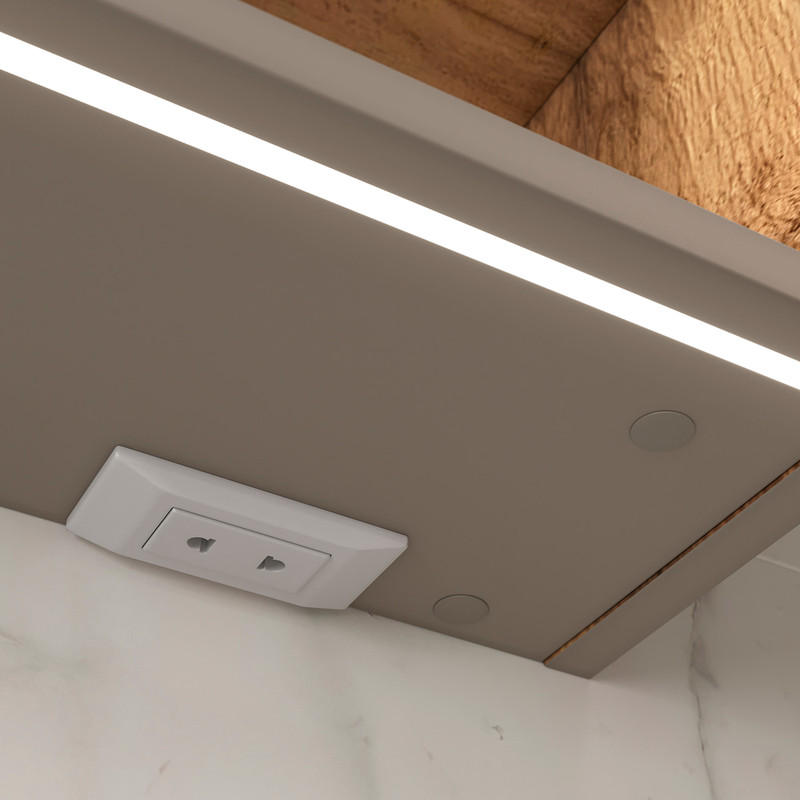 Шкаф зеркальный EQUIL Gleam 80, подвесной, 2 дв., амарок /дуб вотан/дуб вотан (szGLEAM.LED.80.2D-25)