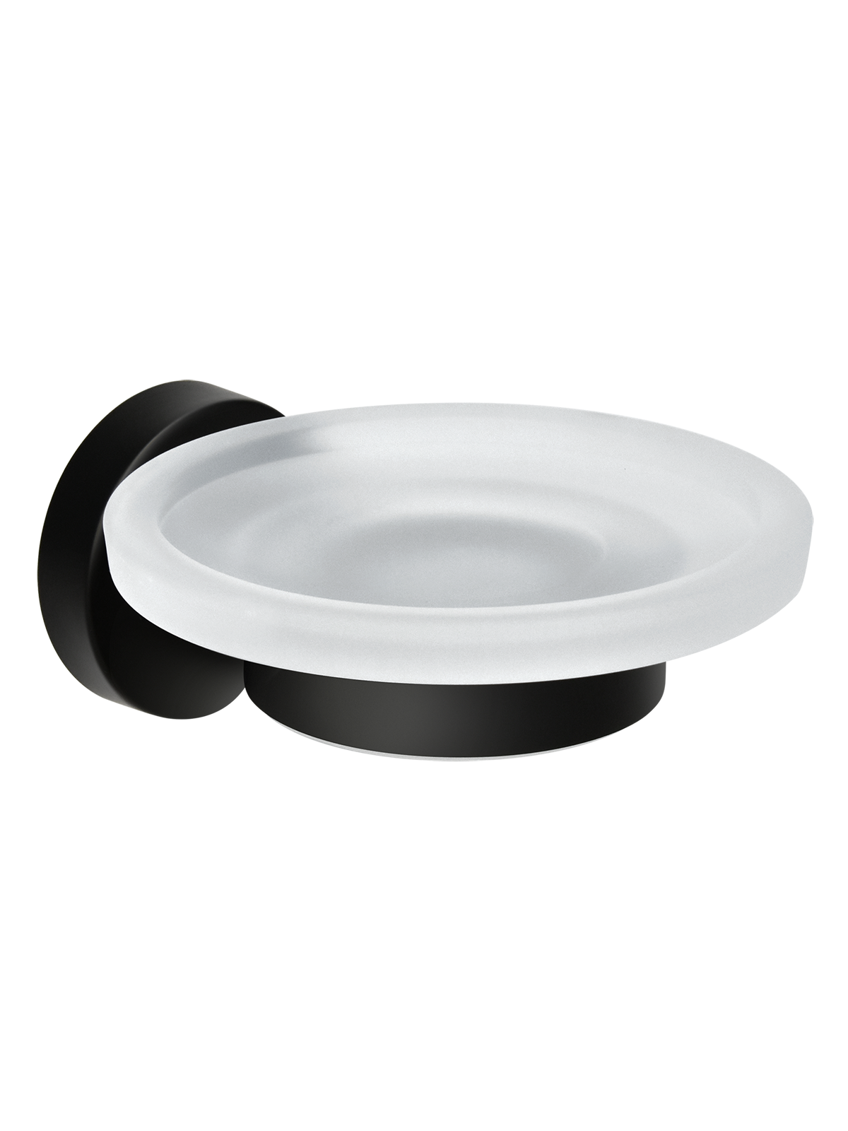 Мыльница стеклянная "Solinne", сталь, черный матовый, стекло сатин, коллекция Вальс