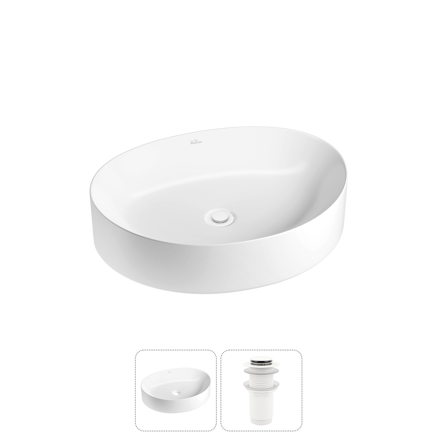 Накладная раковина для ванной комнаты Wellsee Belle Spa 2.0 20212580R в наборе 2 в 1: раковина белый