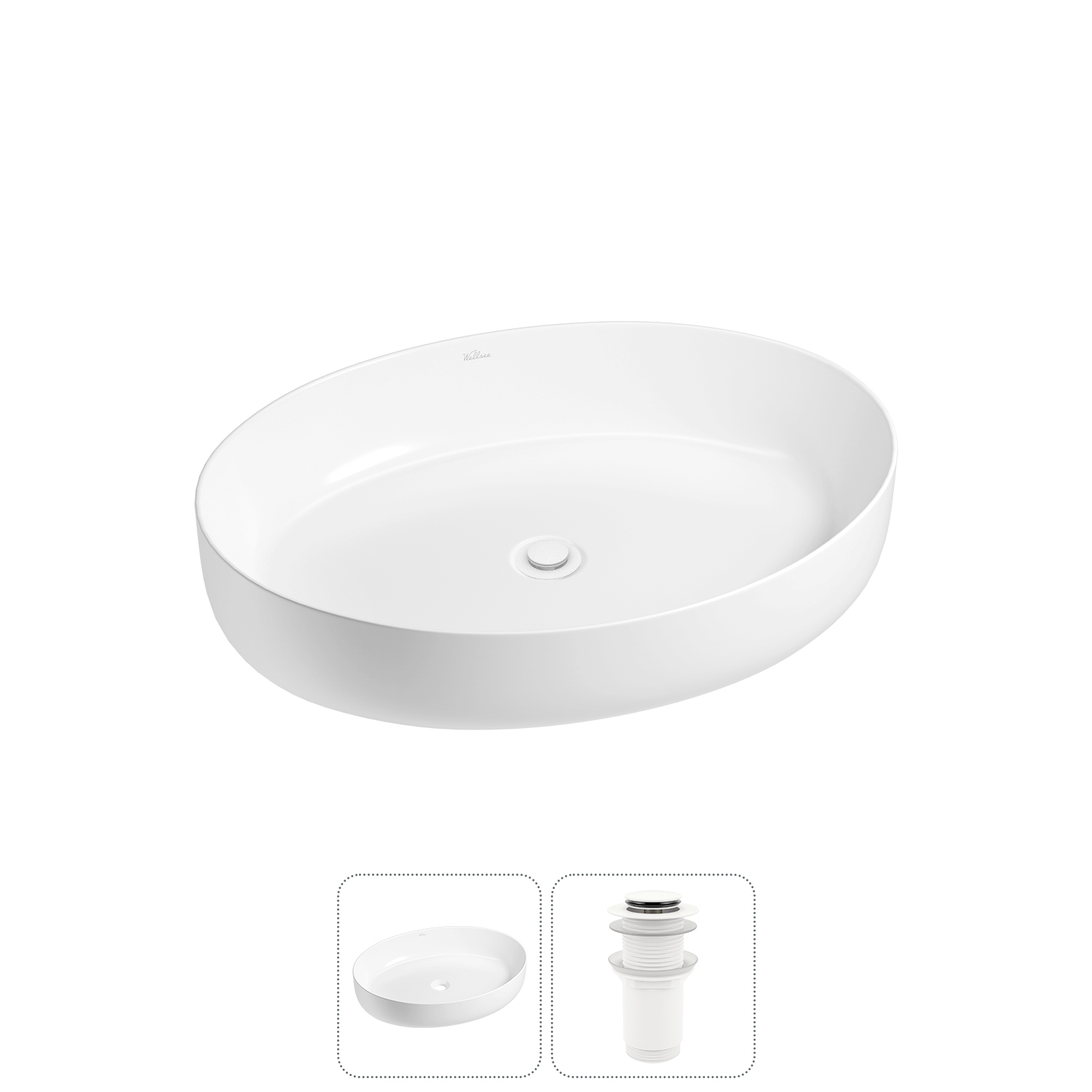 Накладная раковина для ванной комнаты Wellsee Belle Spa 3.0 20212664R в наборе 2 в 1: раковина белый