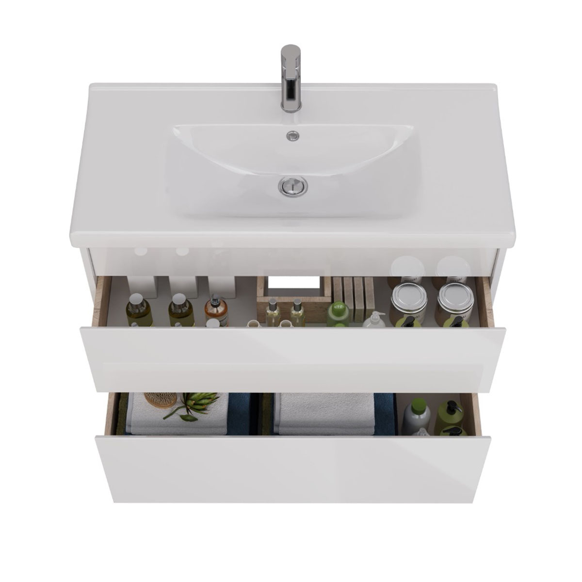 Тумба Lemark COMBI 100 см под 1 раковину, подвесная/напольная, 2 ящика, цвет корпуса, фасада: Белый 