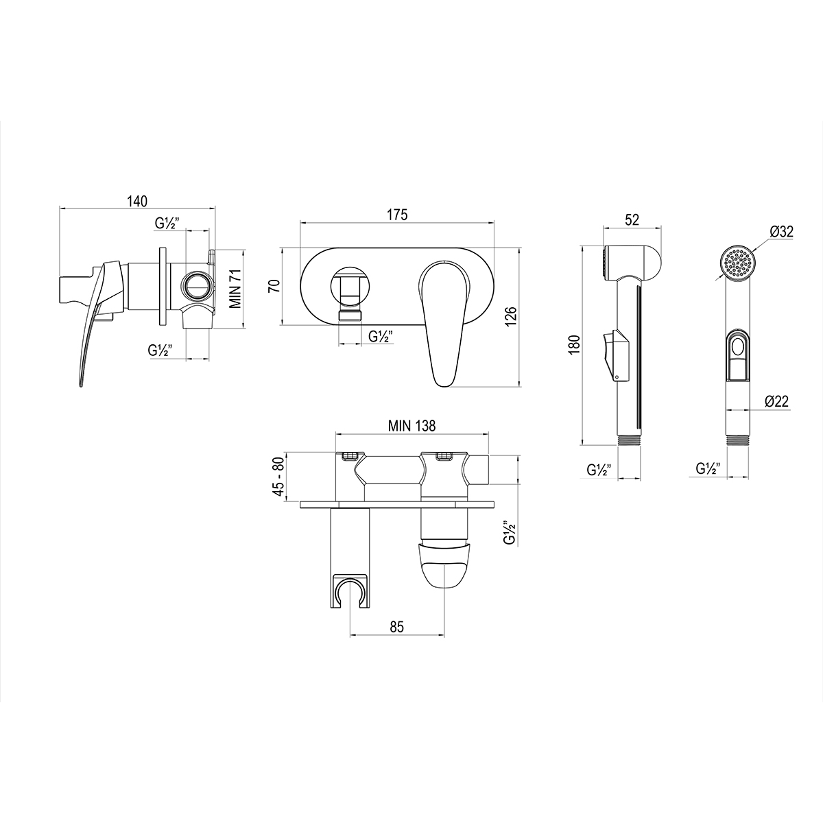 Смеситель Lemark Linara LM0419C с гигиеническим душем, встраиваемый Смеситель Lemark Linara LM0419C с гигиеническим душем, встраиваемый