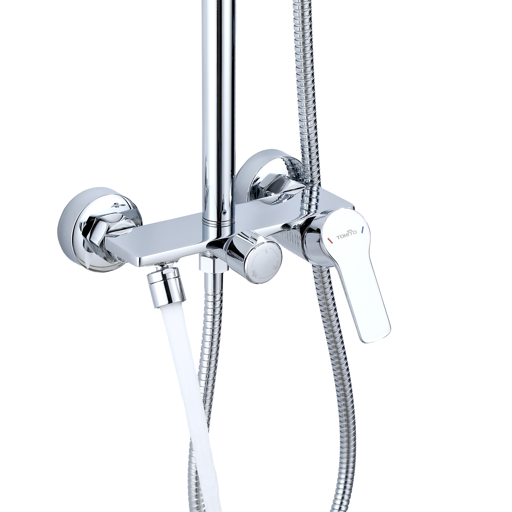 RAIN Смеситель для ванны с душевой стойкой и тропическим душем, хром, TOKITO